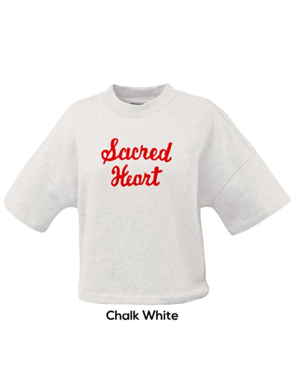 Sacred Heart Christa Miller Shrinking Cropped Short Sleeve Fleece WHITE